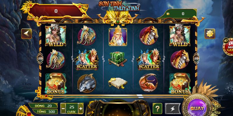 Cấu trúc game nổ hũ Sơn Tinh Thủy Tinh thiết kế với 3 hàng 5 cột tiêu chuẩn